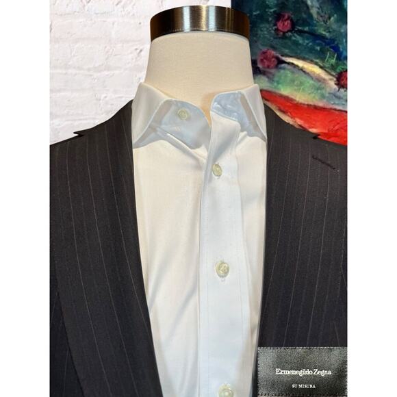 Ermenegildo Zegna Misura 46R Brown Blue Stripe Blazer Sport Suit Jacket 15 Mil - Picture 2 of 16